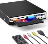 Lecteur DVD pour TV (Argent), Lecteur DVD HDMI avec Pr Microphone/entrée USB, Lecteur DVD sans région avec Sortie HDMI/RCA, Lecteur DVD Compact avec câbles HDMI et RCA