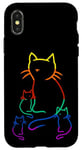 Coque pour iPhone X/XS Chaton arc-en-ciel famille chat enfant bébé