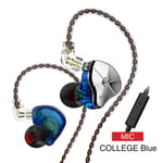 écouteur filaire 1DD 1BA dans l'oreille écouteur DJ Moniteur Running Sport Bouchon d'oreille Filtre remplacable Casque avec micro,Avec micro,Blue