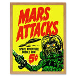 Mars Attacks Space Adventure Bubble Gum Bright Illustration Advert Alien Monster UFO Saucer Art Print Framed Poster Wall Decor 12x16 inch