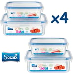 4 Food Storage Containers Set Airtight Clip Lock Food Lunch Box 0.5 + 0.24 L