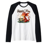 Sippin’ Fire Cute Dragon Tea Lover Raglan Baseball Tee