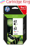 Envy 5544 - Genuine HP 62 2-Pack Black/Tri-colour Original Ink Combo Pack N9J71A