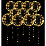 LED-ballonger 10-pack, upplysta ballonger 20 tum klara heliumballonger, glödande bubbelballonger med ljusslingor för alla hjärtans dag