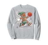 Gingerbread Man Playing Basketball - Christmas Sports Fun Sweatshirt