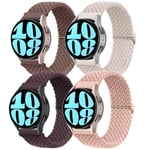 4 Pack 20mm Bracelet en nylon tressé pour Samsung Galaxy Watch 7/6/5/4 40/42/44/46/43/47mm Braided Solo Loop Bracelet en nylon à réglage élastique pour Watch GT 3 42mm,(Violet/Etoile/Cerise/Rose)