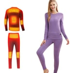 Heating Thermal Underwear Set For Women,usb Electric Heated Underwear Base Layer Top And Bottom Long Johns Set XL