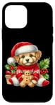 Coque pour iPhone 12 mini Chiot mignon en bonnet de noel avec biscuit au pain d'épice