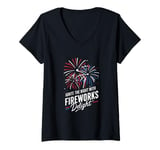 Womens Fireworks Director Ignite The Night With Fireworks Delight V-Neck T-Shirt