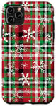 iPhone 11 Pro Max Red Green Christmas Buffalo Tartan Plaid Snowflakes holidays Case