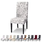 Lydevo Housse de Chaise Extensible Lot de 4 Housse de Chaise Salle à Manger Universel Lavable Moderne Couvre Couverture de Chaise pour Décor Salle à Manger Restaurant Hôtel Bouquet,Modèle Blanc