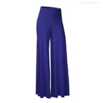 Kvinnors Fit & Flare Enkla Palazzo Byxor Mjuka Andningsbara Casual Fullängdsbyxor Sommar Sport Gym Dans Yoga Byxor Blue XL