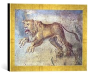 Kunst für Alle 'Encadré Image de AKG Anonymous Pompeji, CASA M.L. Fronto, Lion, d'art dans Le Cadre de Haute qualité Photos Fait Main, 40 x 30 cm, Doré Raya
