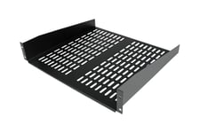 StarTech.com 2U serverrackhylla - Universell ventilerad fribärande serverhylla med rackfäste för 19-tums nätverksutrustning i rack och skåp - Kraftigt stål - Viktkapacitet 23 kg - 41 cm djup hylla, svart - hylla för rack - 2U