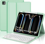 Clavier Etui Pour Ipad Pro 13 Pouces M4(Modele 2024,7e Generation),Etui Clavier Pour Ipad 7eme Generation Avec Fente Stylo,Azerty Detachable Bluetooth Clavier Pour Ipad Pro13,Vert Clair