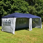 Vcm Pavillon Tente De Réception Bleue 3x6m Pe 110g/M² Tente De Jardin Tente Événementielle Tente De Marché