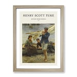 Returning By Henry Scott Tuke Exhibition Museum Painting Framed Wall Art Print, Ready to Hang Picture for Living Room Bedroom Home Office Décor, Oak A2 (64 x 46 cm)