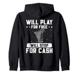 Harp Music Harp Player Will Play For Free Harpist Zip Hoodie