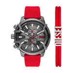 Montre Homme + Bracelet DIESEL GRIFFED DZ4673SET Silicone Rouge de Tissu