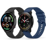 Vancle Bracelet pour Xiaomi Mi Watch/Xiaomi Watch S1/Xiaomi Watch S1 Active/Xiaomi Mi Watch Color Sport, Silicone Bracelet pour Xiaomi Mi Watch/Mi Watch Color Sport (Y-Noir/Bleu Marine, 22mm)