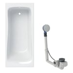 Baignoire acrylique sanitaire rectangulaire Geberit renova 180x80cm avec pieds + Vidage avec actionnement rotatif, d52 Geberit