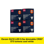 9.5w Osram GU10 4000k cool white 575 lumens LED dimmable CR 97  pack of 4