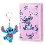 Disney Portefeuilles Enfant, Coffret Cadeau Porte Monnaie et Porte Clé, Idée Cadeau Stitch, Reine des Neiges, Princesse (Rose Stitch)