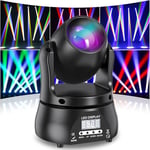 Mini Lyre LED 60W Beam Tête Mobile Lumière de scène, RGBW lumière de fête dmx512 commande vocale Système d'éclairage professionnel pour éclairage de scène Disco DJ Bar Noël (Nouvelle version)