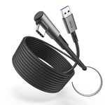 KIWI design Câble Link 6M Compatible avec Quest 3S/Quest 3 Accessoires, Quest 2/Pro/Pico 4 PC Steam VR, USB 3.0 Câble de Liaison avec 5Gbps Super Rapide (Noir)