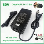 Chargeur lithium-ion 60V,67.2V,2,5 A,connecteur XLR femelle GX16 3 broches,pour batterie de vélo et trottinette électrique 16S 60V - Type EU