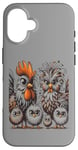 Coque pour iPhone 16 Art de poulet amusant coloré d'Eagerlys, Crazy Chicken Family