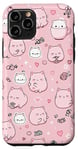 iPhone 11 Pro Adorable Cat Patterns Pink Design Cute kittens Patterns Case