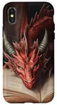 iPhone X/XS Aesthetic Gothic Red Dragon Reading Book Painting Bookish Case