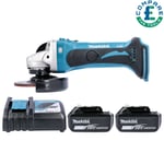 Makita DGA452 18v 115mm Angle Grinder With 2 x 6Ah Batteries & Charger