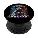 Table de mixage teckel DJ avec casque PopSockets PopGrip Adhésif