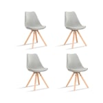 Designetsamaison - Lot de 4 chaises scandinaves grises - Helsinki