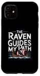 Coque pour iPhone 11 Illustration viking nordique The Raven Guides My Path