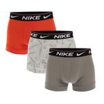 Nike Mens Dri-FIT Ultra Comfort 3 Pack Boxer Trunks in Grey orange material_polyester - Size Small