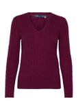 Cable-Knit Wool-Cashmere V-Neck Sweater Tops Knitwear Jumpers Burgundy Polo Ralph Lauren