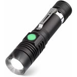 Lampe Torche Led Rechargeable Usb, Lampe De Poche 600 Lumens, Ip65 Étanche, 4 Modes Eclairage, Lampe De Poche Zoomable Pour Ménage, Le Camping, La