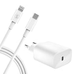 SiGN iPhone USB-C PD Snabbladdare 20W med  USB-C till Lightning kabel, 2m - Vit