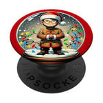 Asian Santa Claus Anime Family Christmas pajamas 2023 PopSockets Adhesive PopGrip