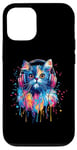 Coque pour iPhone 12/12 Pro Persian Cat Lovers Pop Art Casque audio amusant chat persan