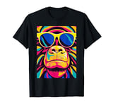 Trippy Colorful Chimpanzee Wearing Sunglasses - Funny Chimp T-Shirt