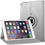 Etui De Protection Rotatif Aspect Cuir Argent Ipad 2/3/4 - A1395-A1396-A1397-A1416-A1430-A1403-A1458-A1459-A1460