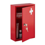 Relaxdays Armoire à Pharmacie, verrouillable, 2 Niveaux, HxLxP: 32x21,5x9,5 cm, Ranger médicaments, Rouge - Blanc