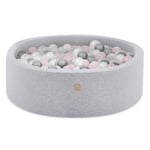 MISIOO Smart Ball Pit - 90 x 30 cm - Ball Pit for Children's Room - Ball Pit Baby - 200 Balls for Ball Pit - Baby Toy - Machine Washable - Oeko-Tex - Light Grey - Silver/Pearl/Light Pink