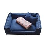 C_-1X Nid Pour Animal Domestique, Chambre Pour Chat, Lavable, Quatre Saisons, Chenil, Grand Chien, Lit Pour Chien, Petit Chien, Lit Pour Animal Domestique, Coton, Chatière, Animalerie, Chaud, (Bleu, C