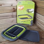 Space Saver Dish Drainer Rack and Drip Tray in Green & Grey