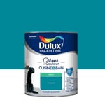 Peinture haute résistance Crème de couleur cuisine et bain Dulux Valentine bleu acapulco satin 0,75L